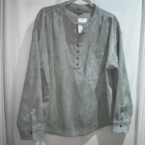 Wishlist oversized corduroy top Sz M/L split neck button detail msr - Picture 1 of 7